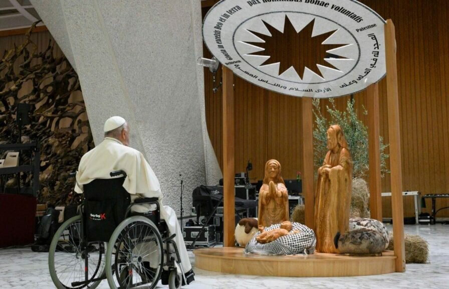 pope-francis-surveys-nativity-scene-at-vatican-with-palestinian-jesus-vatican