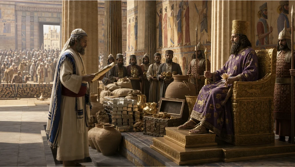 Foreigners Will Rebuild Your Walls - King Seated Talking to Messenger