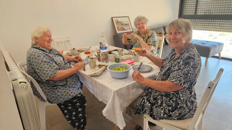Everyone enjoying a delicious lunch.